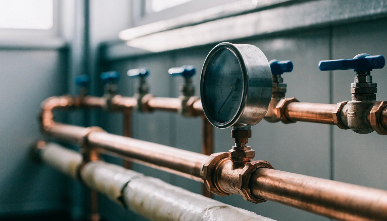how to test water pressure and flow rate Water pressure gauge fitted to copper pipework in a commercial plant room, used to test water pressure
